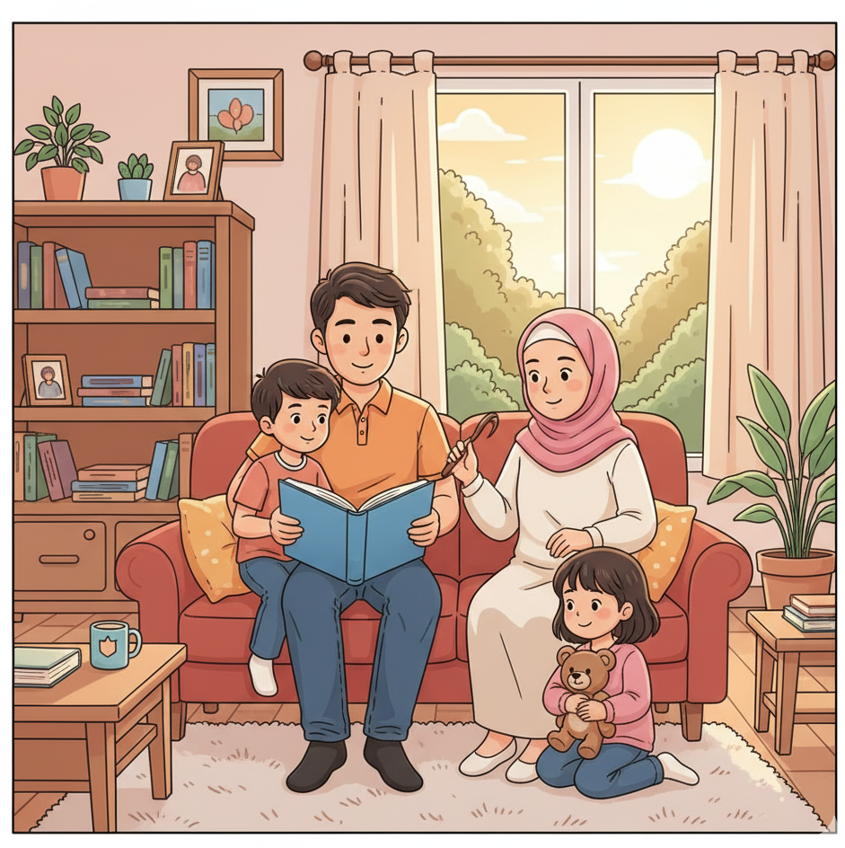 Ilustrasi keluarga yang harmonis